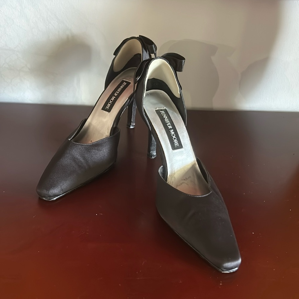 Jennifer Moore Black Stiletto Bow Heels